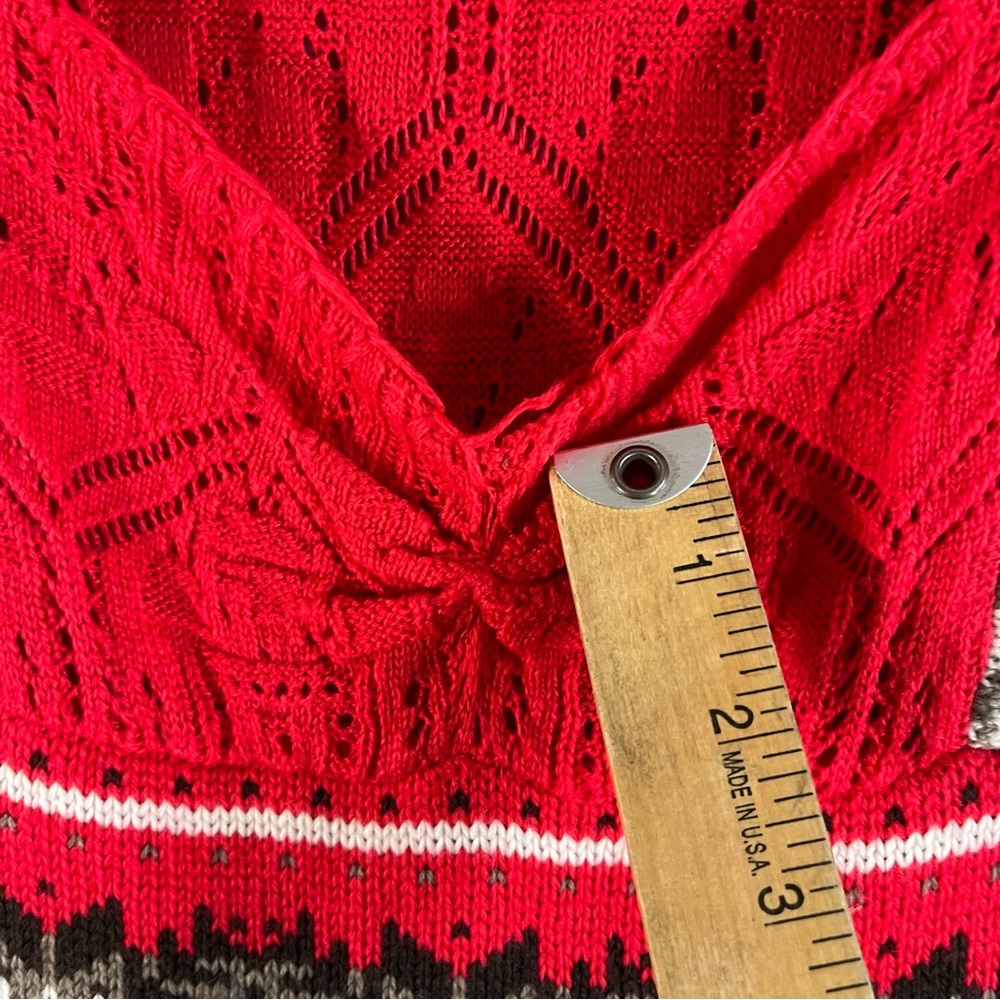 Free People Nordic Fair Isle Sweater Dress Women Small S Red Bohemian Stretch - Picture 3 of 13